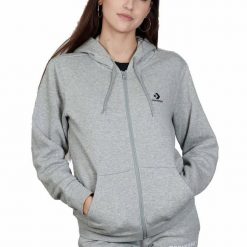Bluza z Kapturem I Suwakiem Na Całej Długości Go-To Embroidered Star Chevron Ro…. Szare bluzy damskie Converse, l, bez wzorów, z polaru, klasyczne, bez ramiączek, z kapturem. Za 294.05 zł.