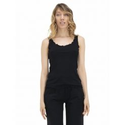 Odzież sportowa na co dzień na siłownię. Czarna koszulki sportowe damskie LEONE 1947 APPAREL, bez wzorów, bez ramiączek, na fitness i siłownię. W wyprzedaży za 96.83 zł.