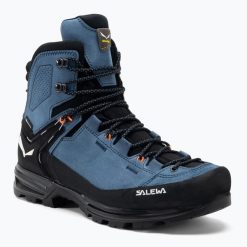 Buty trekkingowe męskie Salewa MTN Trainer 2 Mid GTX. Niebieskie trekkingi męskie Salewa, na zimę, bez zapięcia. Za 1,069.00 zł.