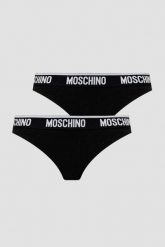 MOSCHINO Czarne damskie stringi dwupak, Rozmiar L. Czarne majtki damskie MOSCHINO. W wyprzedaży za 224.99 zł.