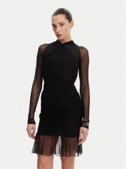 Versace Jeans Couture Sukienka koktajlowa 78HAO971 Czarny Slim Fit. Czarne sukienki damskie Versace Jeans Couture, bez wzorów, z jeansu, wizytowe, bez kołnierzyka, bez ramiączek. Za 819.99 zł.