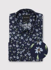 PAKO LORENTE - Bawełniana koszula w kwiaty. Koszule męskie Pako Lorente, na jesień, m, bez wzorów, z bawełny, bez kołnierzyka, bez ramiączek. Za 299.99 zł.