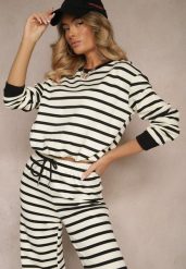 Czarna Bluza z Bawełny z Motywem Pasków i Ściągaczem Fenarel. Czarne bluzy damskie Renee, l, bez wzorów, z bawełny, casualowe, bez ramiączek, bez kaptura. Za 79.99 zł.