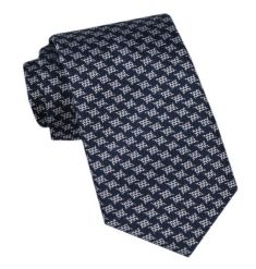 Modny Męski Krawat - Alties - Granatowy w Regularny Wzór. Niebieskie krawaty i muchy Alties, bez wzorów, z tkaniny, eleganckie. Za 49.00 zł.