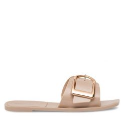 Klapki JENNY. Brązowe klapki damskie Jenny, bez wzorów, bez obcasa, bez zapięcia. Za 49.99 zł.