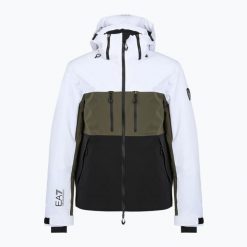 Kurtka narciarska męska EA7 Emporio Armani Ski Kitzbuhel Protectum7 Colorblock. Białe kurtki sportowe męskie EA7 Emporio Armani, na zimę, m, bez wzorów, z syntetyku, bez kaptura, narciarskie. Za 2,132.10 zł.