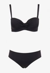 Czarne Bikini Strój Kąpielowy Dwuczęściowy Biustonosz z Supełkiem i Figi Carinela. Czarne bikini Born2be, s, z aplikacjami. Za 79.99 zł.