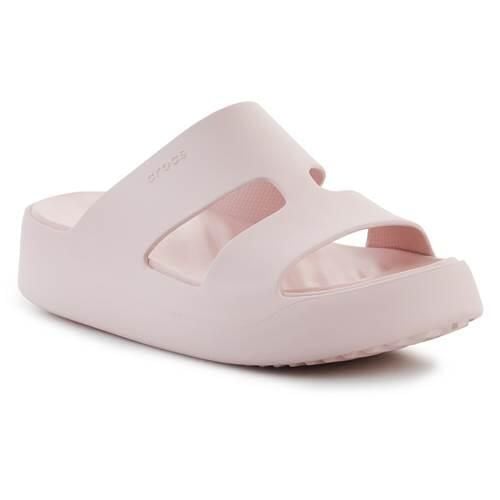 Klapki damskie Crocs Getaway Platform H-strap. Czerwone klapki damskie Crocs, na lato, bez wzorów, z materiału, eleganckie, bez obcasa, na platformie, bez zapięcia. Za 199.99 zł.