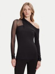 Simona Corsellini Bluzka A25CPMG00201 Czarny Slim Fit. Czarne bluzki damskie SIMONA CORSELLINI, l, bez wzorów, z syntetyku, bez kołnierzyka, bez ramiączek. Za 629.99 zł.