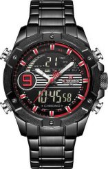 Zegarek Naviforce ZEGAREK MĘSKI NAVIFORCE - NF9146S (zn089b) - black/red + BOX uniwersalny. Czarne zegarki męskie Naviforce, bez wzorów. Za 136.72 zł.