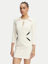 Elisabetta Franchi Sukienka koktajlowa AB-868-61E2-V390 Kremowy Slim Fit. Białe sukienki damskie Elisabetta Franchi, bez wzorów, z syntetyku, wizytowe, bez kołnierzyka, bez ramiączek. Za 1,659.00 zł.