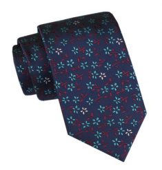 Męski Krawat - Angelo di Monti - Motyw w Kwiaty, Granatowy. Niebieskie krawaty i muchy Angelo di Monti, bez wzorów, z tkaniny, eleganckie. Za 45.00 zł.