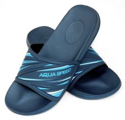 Klapki basenowe męskie Aqua Speed Idaho. Niebieskie klapki męskie Aqua-Speed, bez wzorów, z materiału, bez zapięcia. Za 64.99 zł.
