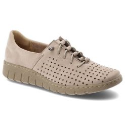 Półbuty damskie Wasak, skóra naturalna perforowana cholewka sznurowany fason elastyczna lekka podeszwa okrągły nosek, beżowe, 0810. Brązowe półbuty damskie Wasak, bez wzorów, ze skóry, z okrągłym noskiem, bez obcasa, bez zapięcia. Za 339.00 zł.