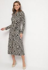 Czarna Koszulowa Sukienka z Wiskozą Paskiem i Geometrycznym Motywem Erislevia. Czarne sukienki damskie Born2be, na co dzień, l, bez wzorów, z jeansu, eleganckie, bez kołnierzyka, bez ramiączek, maxi, koszulowe. Za 169.99 zł.