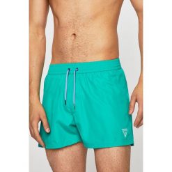 Guess Jeans - Kąpielówki. Niebieskie kąpielówki męskie Guess Jeans, m, z aplikacjami, z jeansu. W wyprzedaży za 179.90 zł.