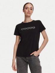Guess T-Shirt V6YI08 K4689 Czarny Regular Fit. Czarne t-shirty damskie Guess, s, z aplikacjami, z bawełny, bez kołnierzyka, bez ramiączek. Za 174.99 zł.
