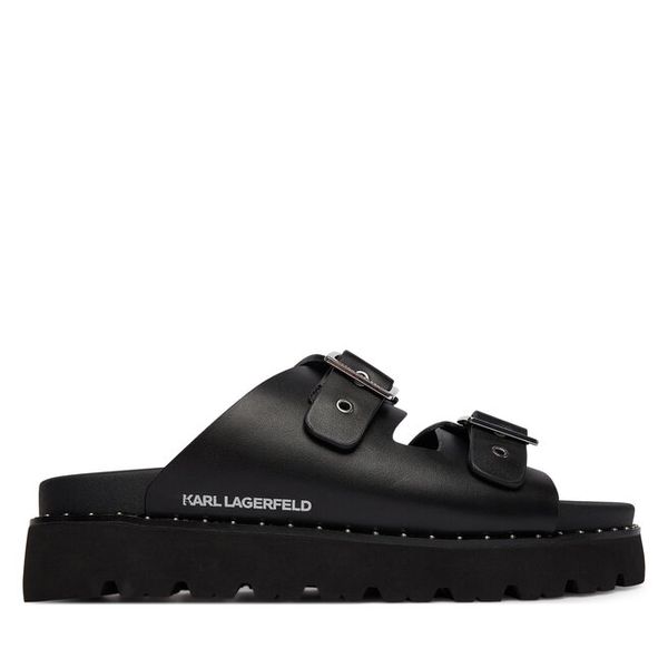 Klapki KARL LAGERFELD. Czarne klapki damskie KARL LAGERFELD, bez wzorów, bez obcasa, bez zapięcia. Za 479.99 zł.