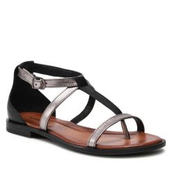 Sandały Lasocki. Szare sandały damskie Lasocki, bez wzorów, bez obcasa, na płaskiej podeszwie, bez zapięcia. Za 149.99 zł.