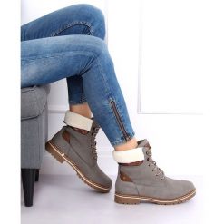 Timberki damskie szare 185-PA Grey. Szare botki damskie ButyModne, bez wzorów, ze skóry ekologicznej, bez obcasa, bez zapięcia. Za 99.00 zł.