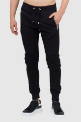BALMAIN Dresowe spodnie męskie z wypukłym logo. Czarne spodnie sportowe męskie Balmain, l, bez wzorów, z bawełny. W wyprzedaży za 2,199.99 zł.