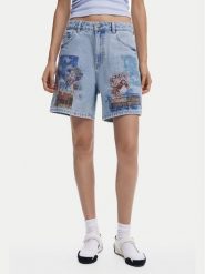 Desigual Szorty jeansowe Inidan 25SWDD24 Niebieski Straight Fit. Niebieskie szorty damskie Desigual, bez wzorów, z bawełny. Za 219.99 zł.