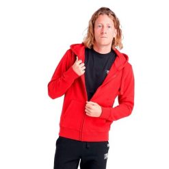 Bluza z bawełna z kaptur na czas wolny na co dzień. Czerwone bluzy męskie LEONE 1947 APPAREL, bez wzorów, z bawełny, bez kaptura, na fitness i siłownię. Za 181.87 zł.