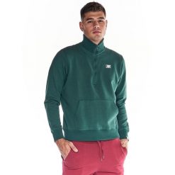 Bluza z bawełna z zamek błyskawiczny na czas wolny. Zielone bluzy męskie LEONE 1947 APPAREL, bez wzorów, z bawełny, sportowe, bez ramiączek, bez kaptura. W wyprzedaży za 164.19 zł.