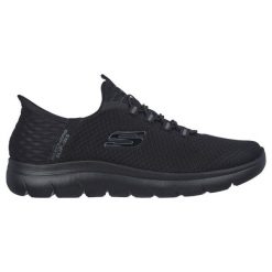 Buty sportowe Sneakersy męskie, Skechers Summits - High Range Slip-Ins. Czarne buty sportowe męskie Skechers, bez wzorów, z syntetyku, bez zapięcia, trekkingowe. Za 381.89 zł.