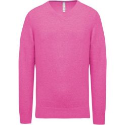 Sweter z dekoltem w serek Kariban Premium. Czerwone swetry męskie KARIBAN, m, bez wzorów, z bawełny, eleganckie, bez kołnierzyka, bez ramiączek. Za 161.50 zł.
