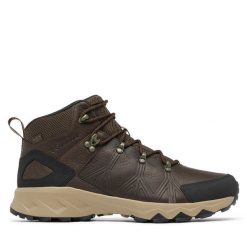 Trekkingi Columbia. Brązowe botki męskie Columbia, bez wzorów, sportowe, bez obcasa, bez zapięcia. Za 389.99 zł.