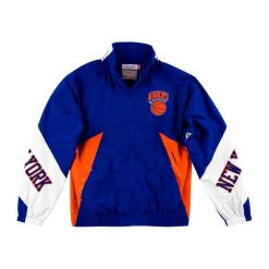 Kurtka NBA New York Knicks midseason 2.0. Niebieskie kurtki męskie Mitchell & Ness, m, bez wzorów, z nylonu, bez kaptura. Za 507.50 zł.