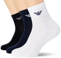 Skarpety męskie Emporio Armani Calza 3-Pack. Białe skarpety męskie Emporio Armani Connected, bez wzorów, z bawełny. Za 131.99 zł.