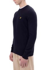 Wełniany sweter z okrągłym dekoltem Lyle & Scott Blend. Czarne swetry męskie LYLE AND SCOTT, s, bez wzorów, z wełny, eleganckie, bez kołnierzyka, bez ramiączek. Za 413.90 zł.