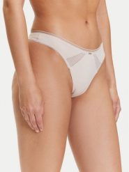 BOSS Stringi Pure 50545055 Beżowy. Brązowe majtki damskie Boss, z syntetyku. Za 129.99 zł.