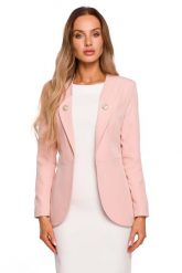 Elegancki Żakiet z Ozdobnymi Guzikami - Pudrowy. Czarne marynarki i żakiety damskie Cud Moda, bez wzorów, z elastanu, eleganckie, bez kołnierzyka, bez ramiączek. Za 298.90 zł.