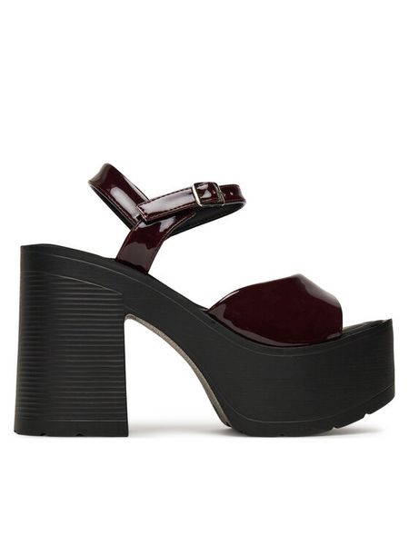 DeeZee Sandały ZB8358-1 Bordowy. Czerwone sandały damskie DeeZee, bez wzorów, ze skóry, bez obcasa, na słupku, bez zapięcia. Za 104.99 zł.