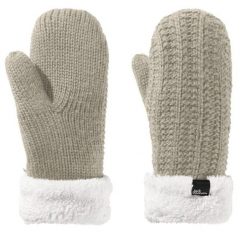 Rękawiczki turystyczne zimowe damskie Jack Wolfskin Highloft Knit Mitten. Szare rękawiczki damskie Jack Wolfskin, bez wzorów, z poliesteru. Za 108.64 zł.