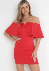 Czerwona Sukienka Mini Hiszpanka z Szeroką Falabaną Videla. Czerwone sukienki damskie Born2be, na imprezę, m, z aplikacjami, bez kołnierzyka, bez ramiączek, mini, dopasowane. Za 99.99 zł.