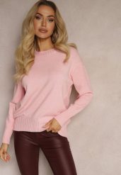 Jasnoróżowy Casualowy Sweter z Wiskozą i Modalem ze Ściągaczami Riviti. Czerwone swetry nierozpinane damskie Renee, l, bez wzorów, z jeansu, casualowe, bez kołnierzyka, bez ramiączek. Za 79.99 zł.