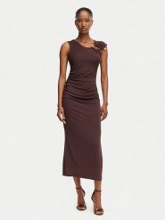 Rinascimento Sukienka koktajlowa CFC0020352002 Brązowy Slim Fit. Brązowe sukienki damskie Rinascimento, l, bez wzorów, z syntetyku, wizytowe, bez kołnierzyka, bez ramiączek. Za 554.99 zł.