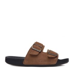 Klapki Quiksilver. Brązowe klapki męskie Quiksilver, bez wzorów, bez zapięcia. Za 159.99 zł.