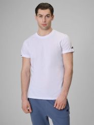 4F T-shirt regular gładki męski - biały S. Białe t-shirty męskie 4F, m, bez wzorów, z bawełny, bez kołnierzyka, bez ramiączek. Za 59.99 zł.