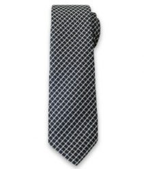 Modny Krawat Męski w Drobną Kratkę - 6cm- Alties, Granatowo-Biały. Niebieskie krawaty i muchy Alties, bez wzorów, z tkaniny, eleganckie. Za 49.00 zł.