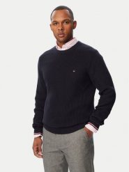 Tommy Hilfiger Sweter MW0MW41516 Granatowy Regular Fit. Niebieskie swetry męskie Tommy Hilfiger, m, bez wzorów, z bawełny, bez kołnierzyka, bez ramiączek. Za 569.99 zł.
