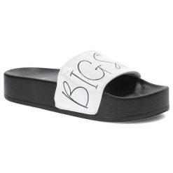 Białe Klapki Big Star Modne Buty Na Lato. Białe klapki damskie BIG STAR, na lato, bez wzorów, retro, bez obcasa, bez zapięcia. Za 99.99 zł.