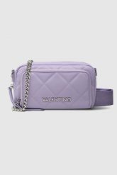 VALENTINO Fioletowa pikowana torebka ocarina recycle haversack. Fioletowe listonoszki damskie Valentino by Mario Valentino, bez wzorów, pikowane, bez dodatków. W wyprzedaży za 431.99 zł.