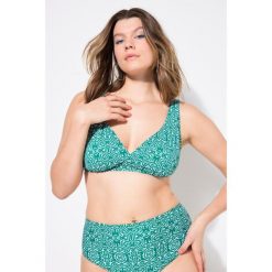 Damska Góra od bikini wyjmowane miękkie miseczki nadruk graficzny. Zielone bikini Ulla Popken, l, bez wzorów, z elastanu. Za 143.99 zł.