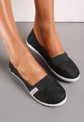 Czarne Tenisówki Brokatowe Tinanee. Czarne trampki i tenisówki damskie Renee, bez wzorów, bez zapięcia. Za 24.99 zł.
