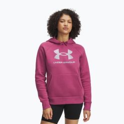 Bluza Under Armour Rival Feelce Shimmer Hoody. Czerwone bluzy damskie Under Armour, bez wzorów, sportowe, bez ramiączek, bez kaptura. Za 159.99 zł.